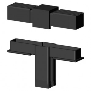2D3 - T-shaped nylon connector for square tubes without steel core 2D3 - T-shaped nylon connector for square tubes without steel core