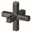 Three-dimensional angular connector with six tenons for square tubes without steel core